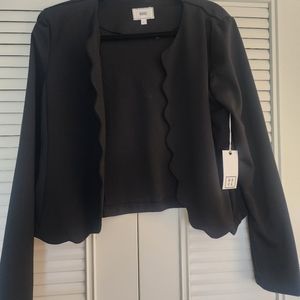 Black long sleeve Scallop Trim Jacket